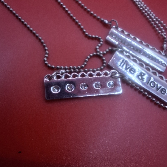 Christopher and Banks 3 three tiered necklace live & love and rhinestone - Picture 6 of 10